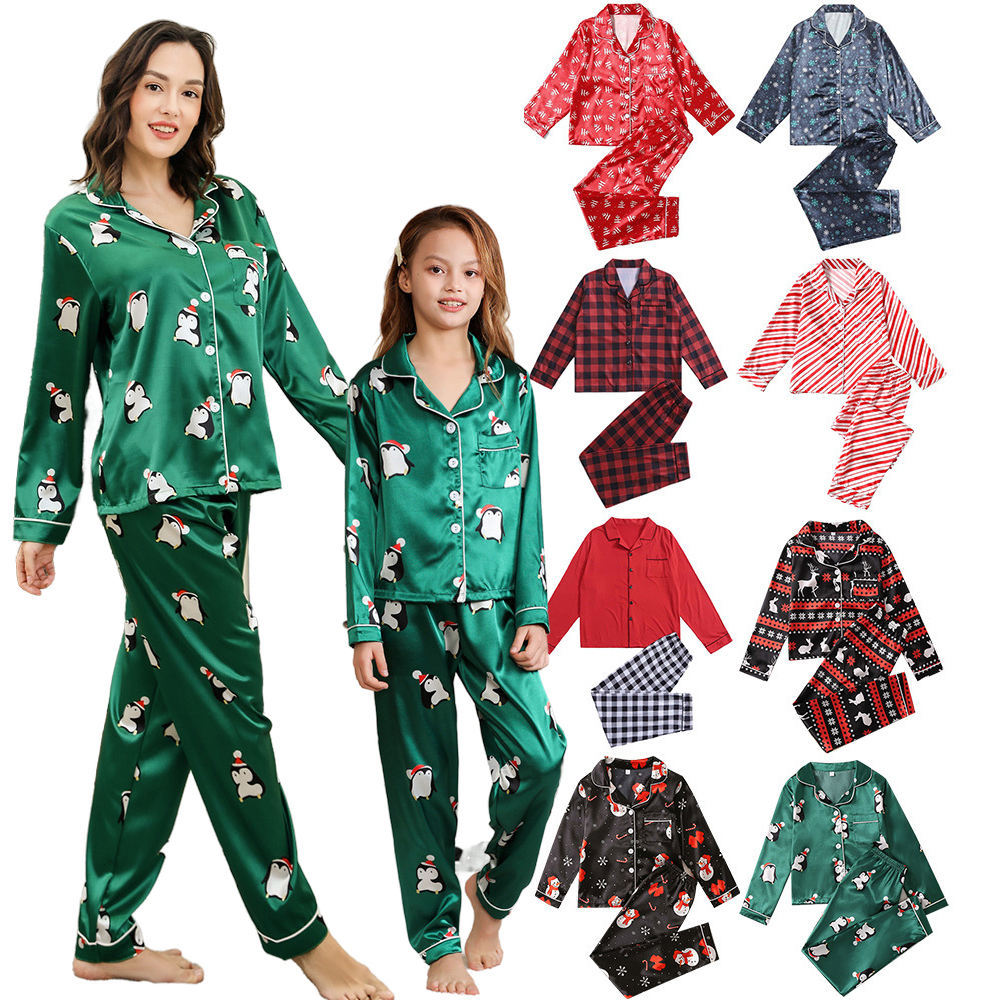Langarm-Satin-Pyjama-Set für Damen, zweiteilig 2