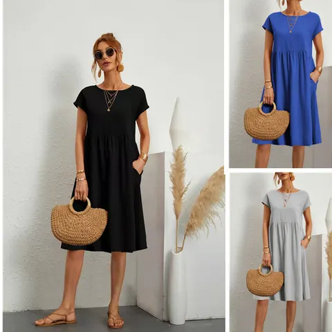 Leinen A-Linien Kleid