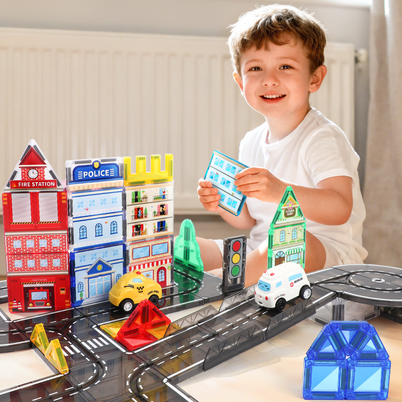 Magnetische Rennbahn-Bausteine für Kinder 4