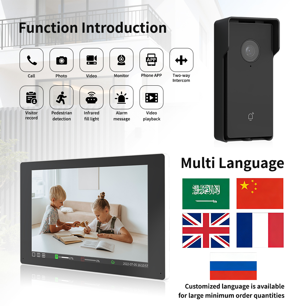 Kabelloser 10-Zoll-TFT-Videotürsprecher 3
