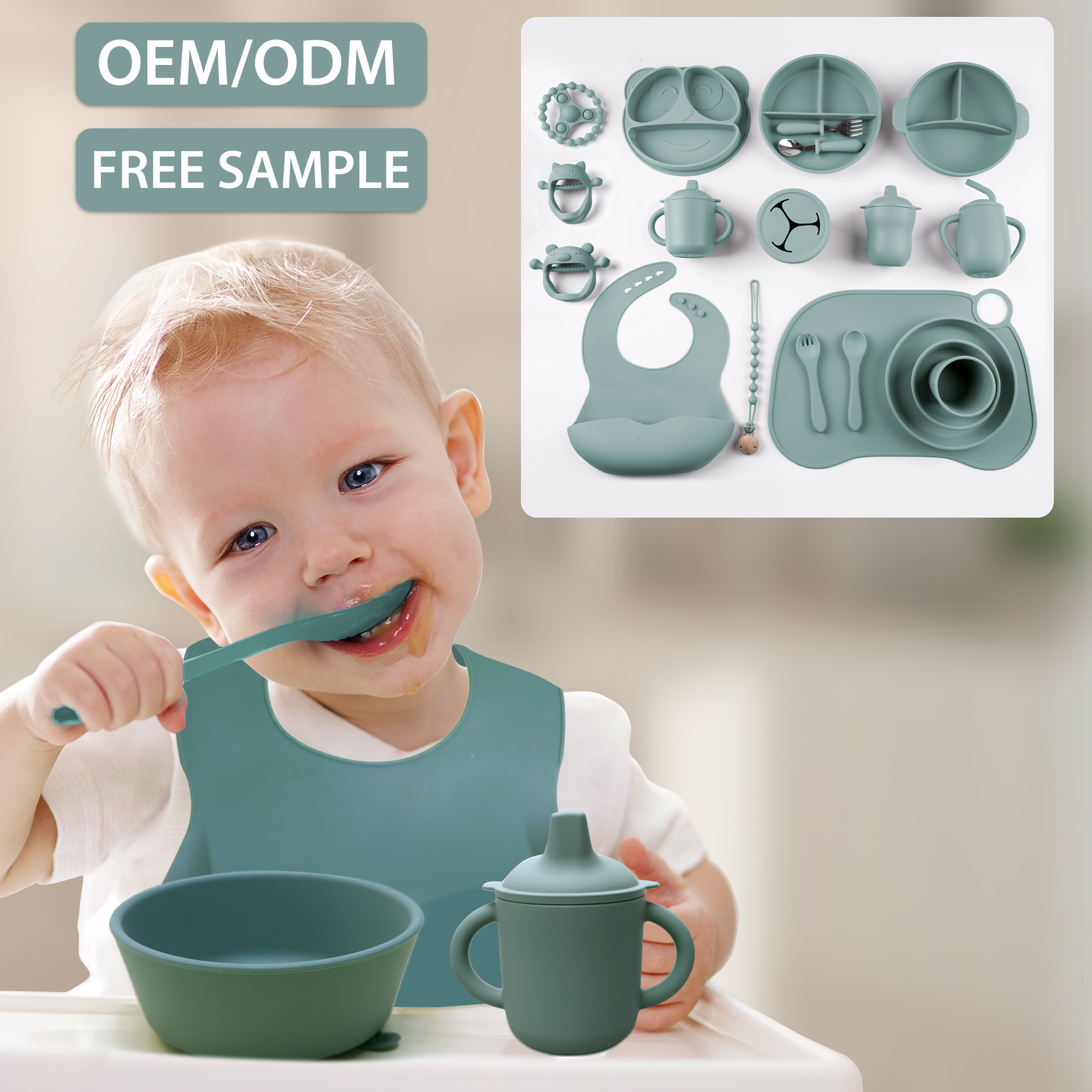 BPA-freies Silikon-Babyfütterungsset 8-teilig 4