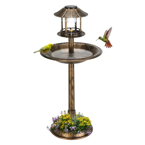 Bronzefarbene Vogeltränke mit Solarlicht