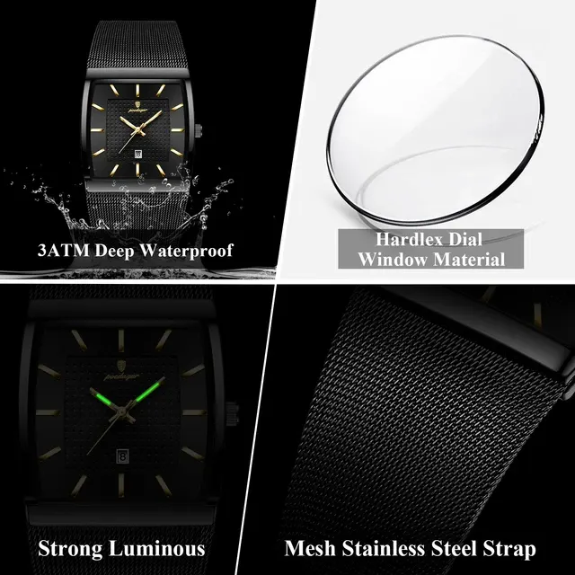 Leuchtende Herren-Edelstahl-Armbanduhr wasserdicht 3
