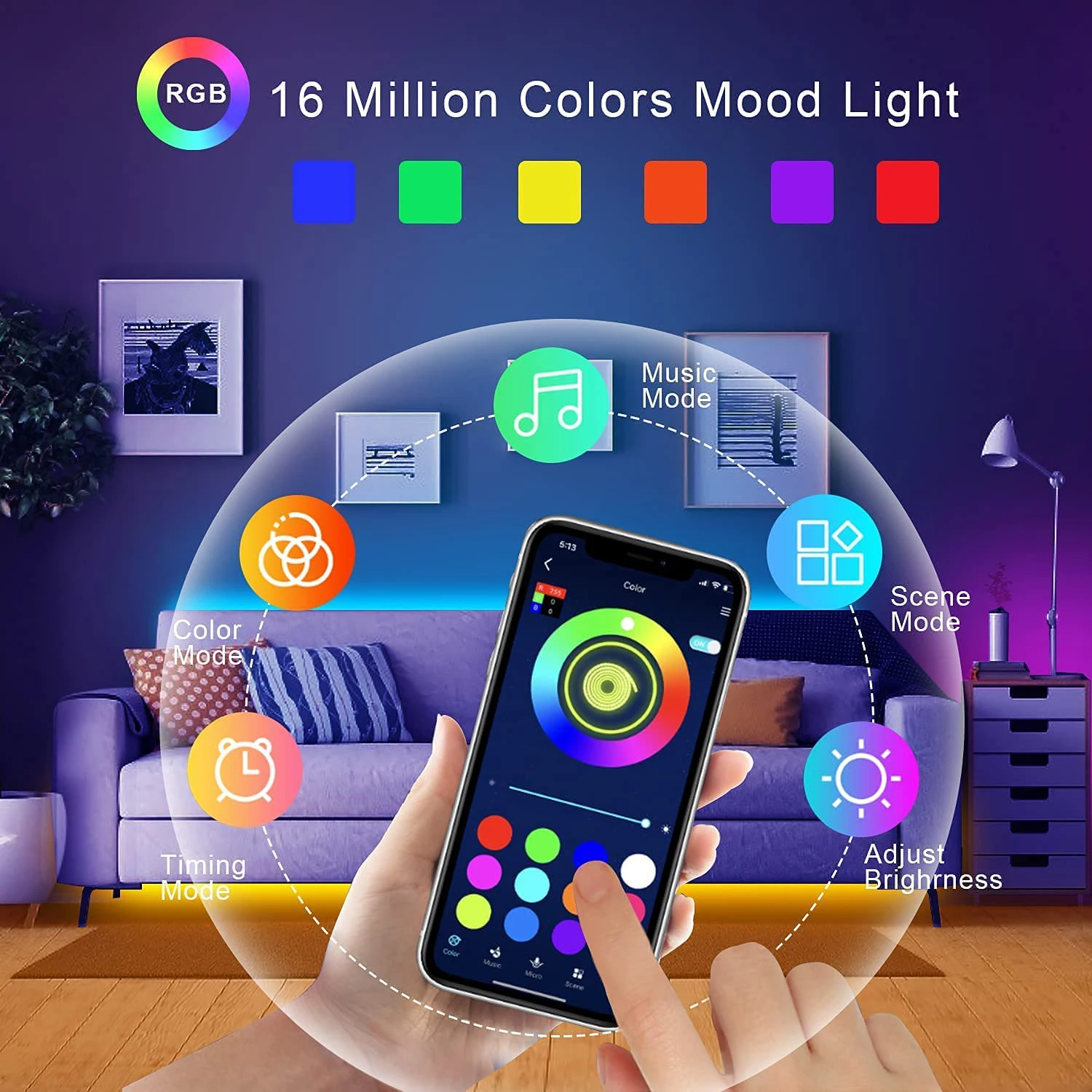Musiksynchrone RGB-LED-Streifen mit USB 4
