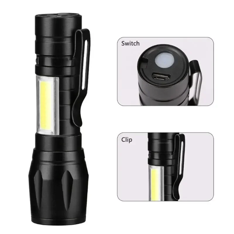 Taktische LED-Taschenlampe mit Zoom und Stiftclip 2
