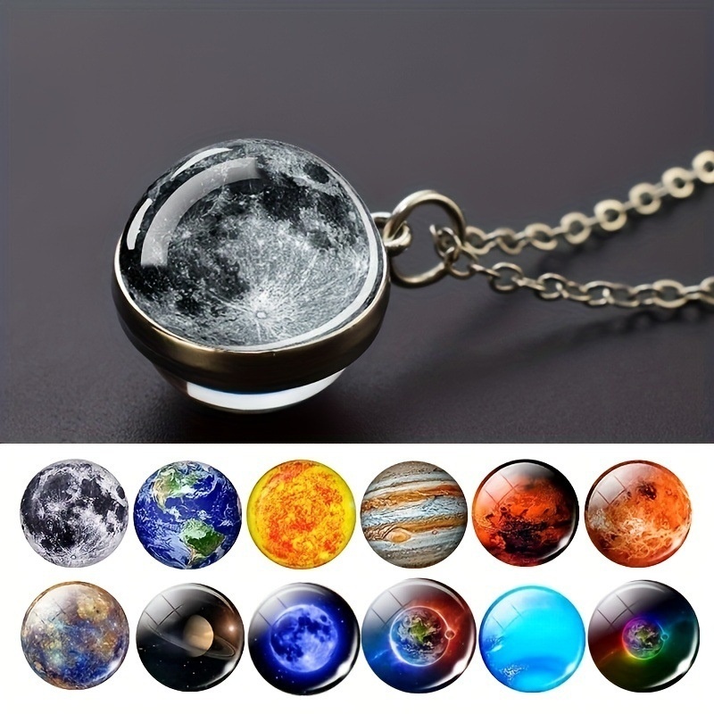 Solarsystem Legierungs-Anhänger mit Bambuskette 2