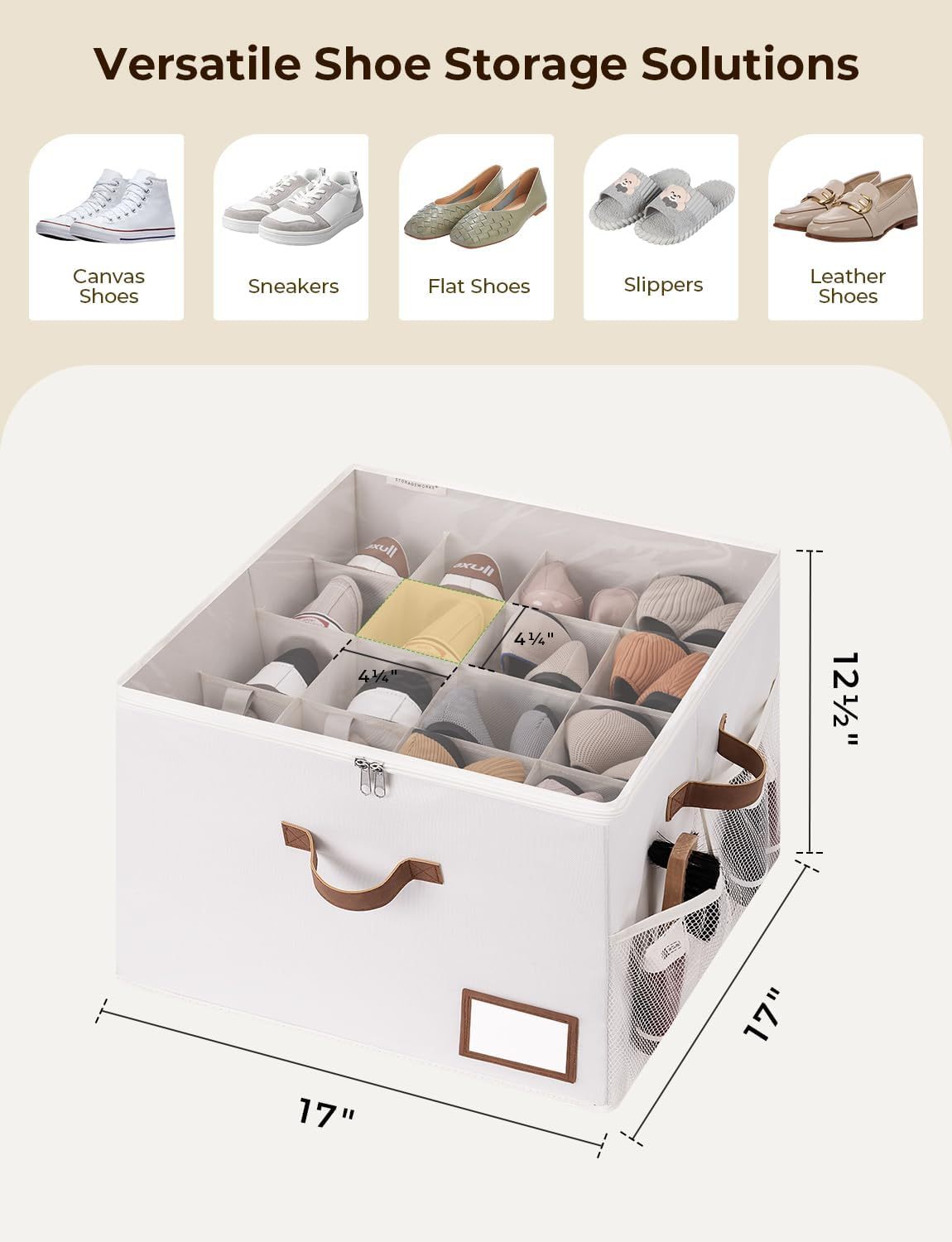 16-teilige Schuhaufbewahrung aus Filz, Grau-Beige 4