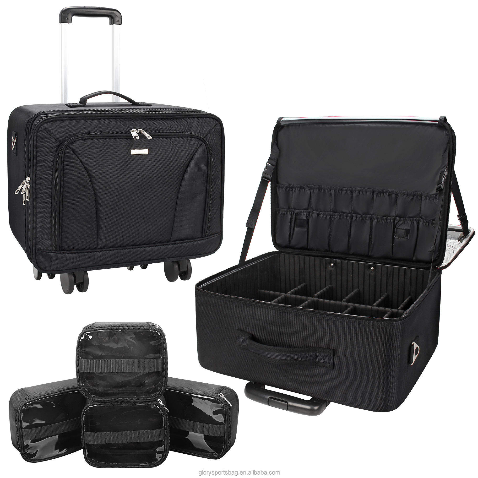 Nylon Rollkoffer Make-up Case mit 3 Ebenen 4