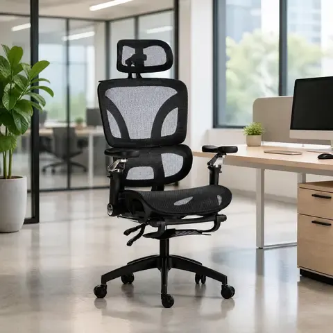 Ergonomischer Netz-Bürostuhl mit Kopfstütze