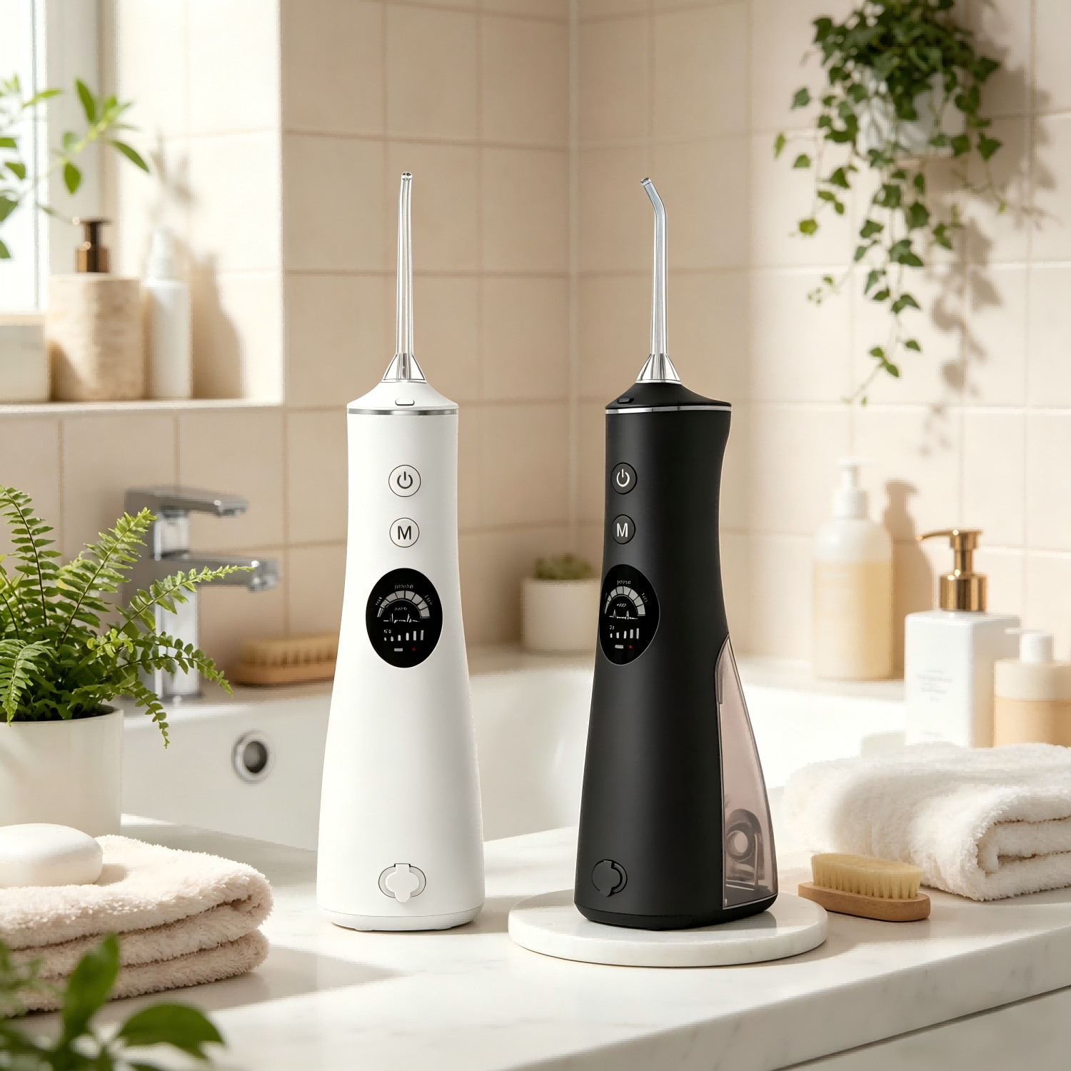 Wiederaufladbare Munddusche mit LCD-Display, 260 ml