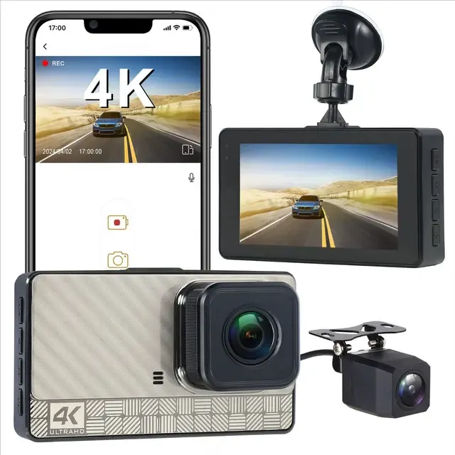 4K-WLAN-Dashcam mit Front- und Heckkamera