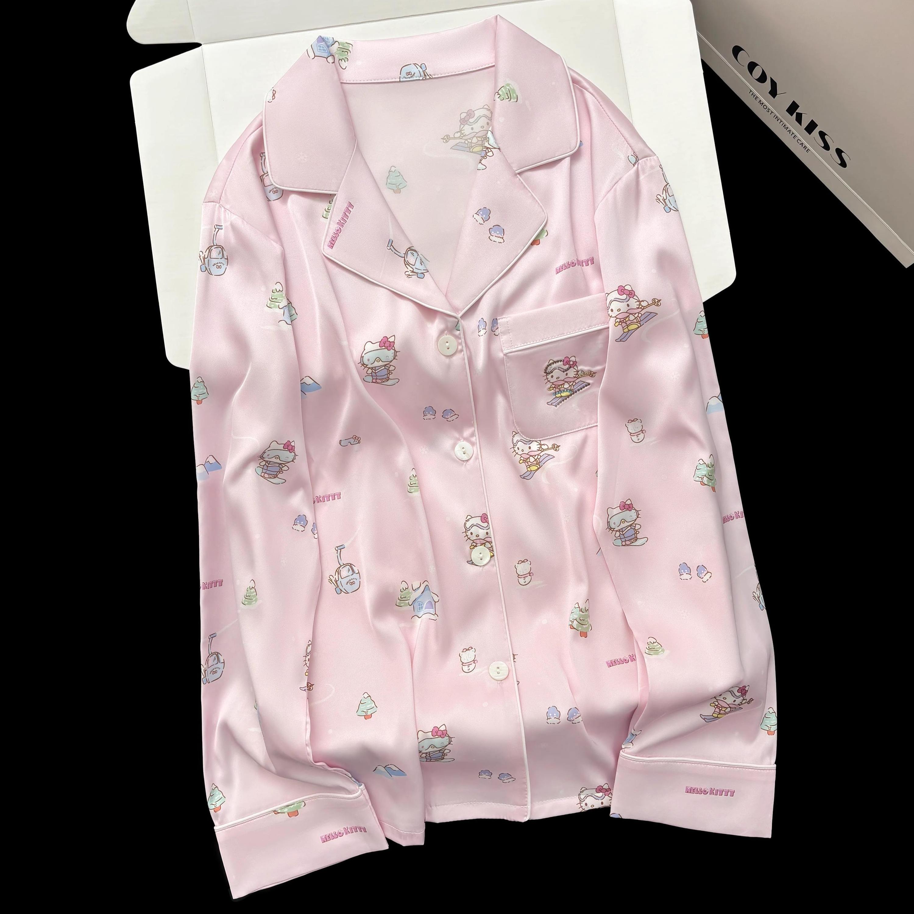 Pinkes Damen-Pyjama-Set aus Baumwollsatin 3