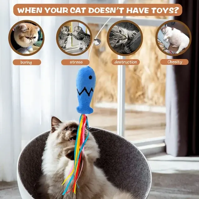 Interaktiver Katzen-Teaser-Zauberstab aus Holz 2