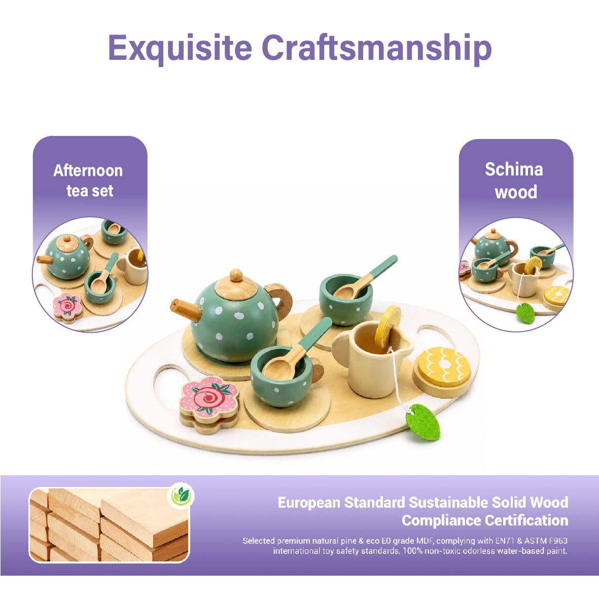 Holz-Teeservice Kinder Rollenspiel Set 3
