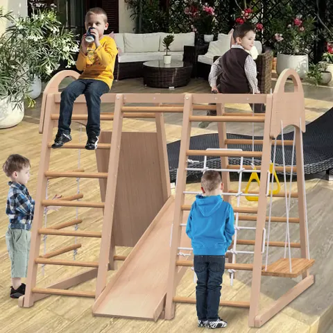 Holz Kletterturm 7-in-1 Spielplatz für Kinder