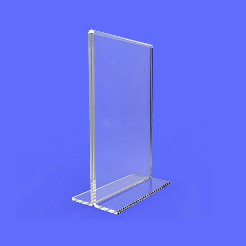 Klarer T-Tischaufsteller aus Acryl