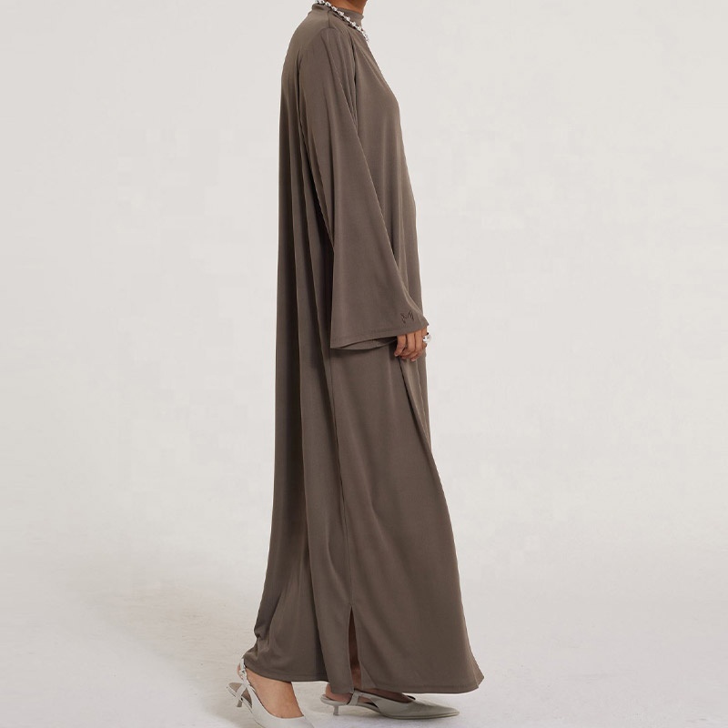 Hochgeschlossenes Abaya-Maxikleid in Uni 4