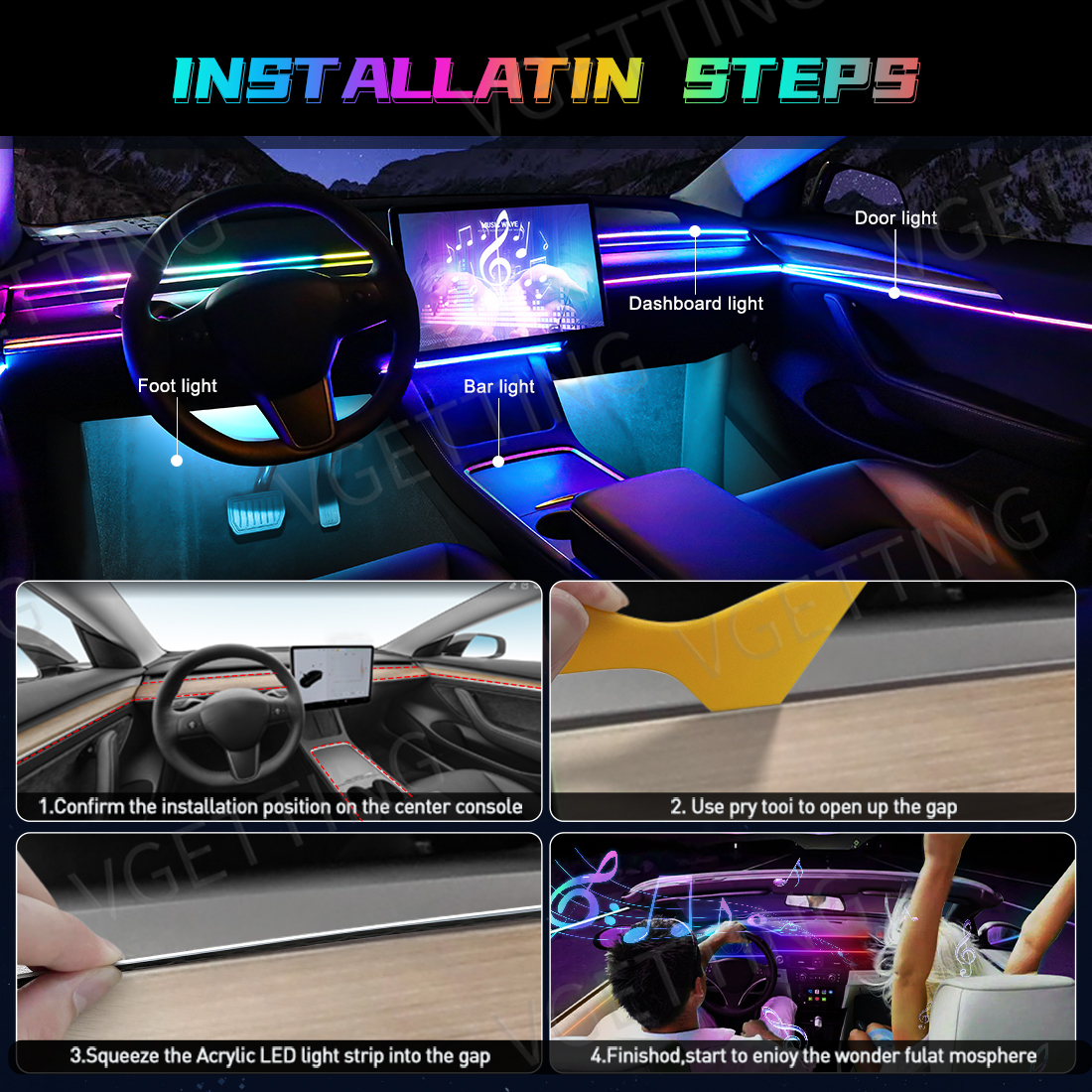 10-in-1 RGB Ambientelicht-Set mit App-Steuerung 3