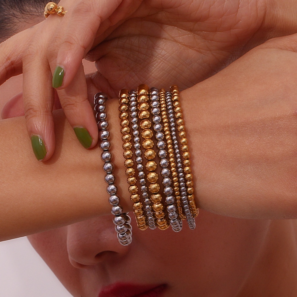 Edelstahl Perlenarmband mit 18K Gold Beschichtung 4