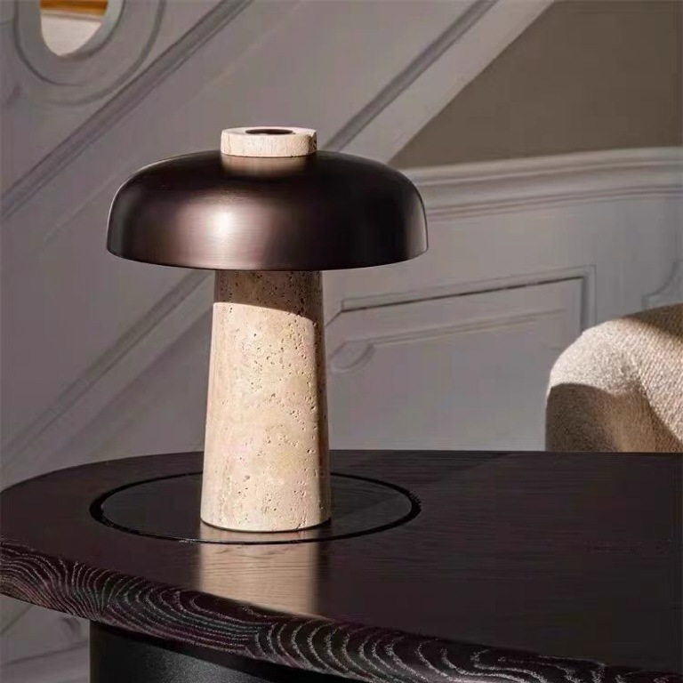 Nordische Travertin Pilz Tischlampe Gelb 3