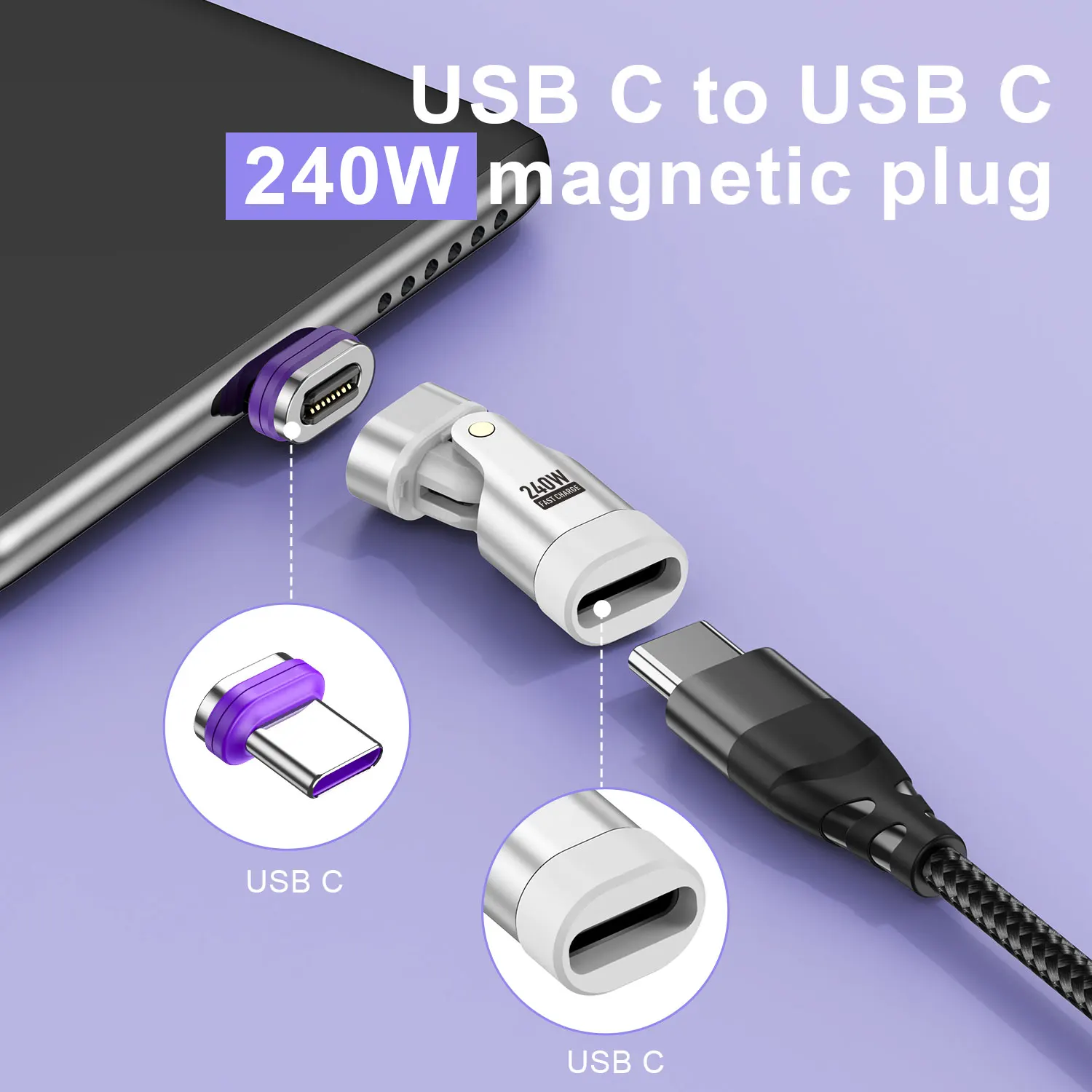 Magnetischer USB-C-Schnellladeadapter 240 W 2
