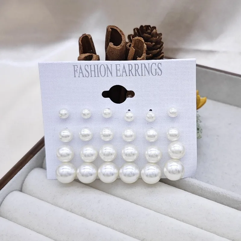 12-teiliges Damen-Ohrringset mit Perlenimitat 4