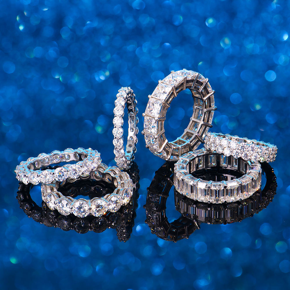 Moissanit-Eternity-Ring aus Sterlingsilber 4