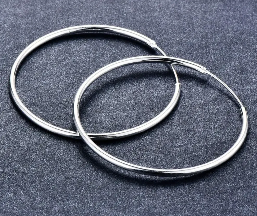 Schlichte runde 925er-Silber-Creolen für Damen 4
