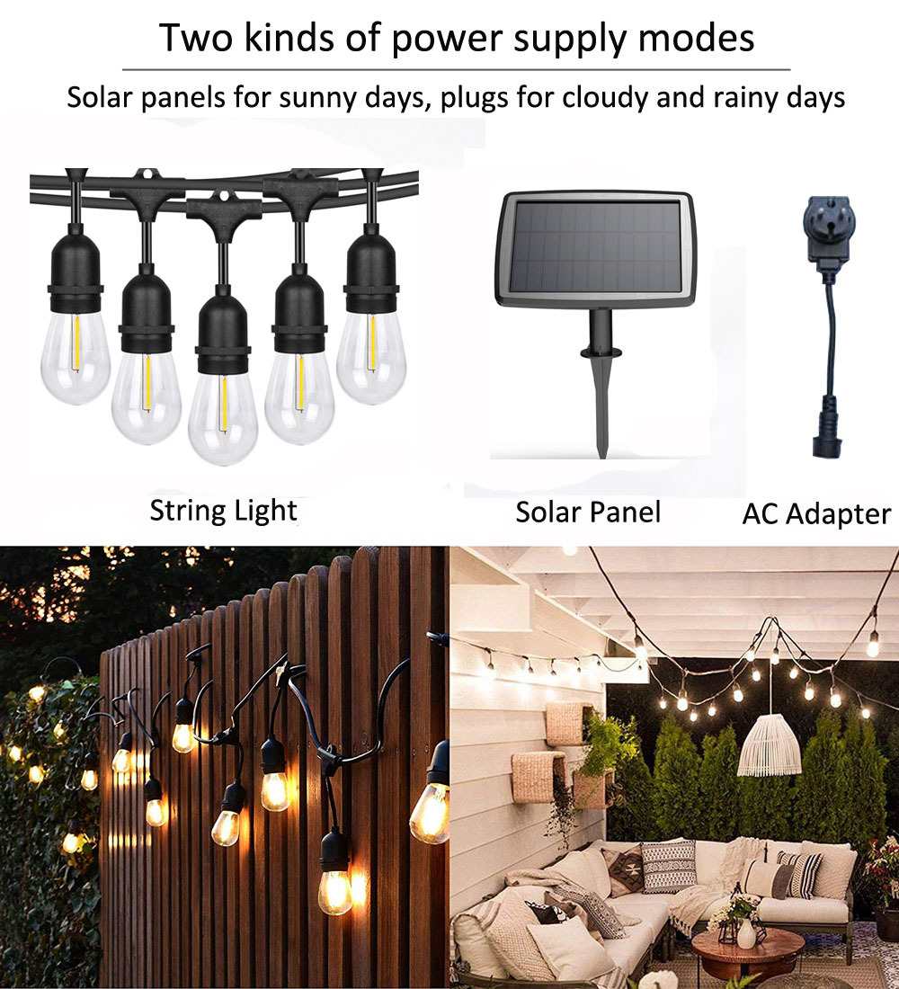 Solar-Lichterkette Garten 15 m Edison-Glühbirnen 2