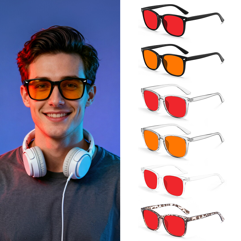 Rote Blaulichtfilter-Brille im Rivet-Design 2