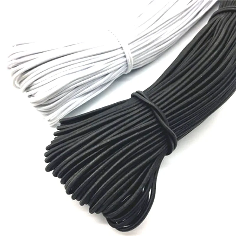 Elastisches Rundgummi-Seil Weiß Schwarz 4