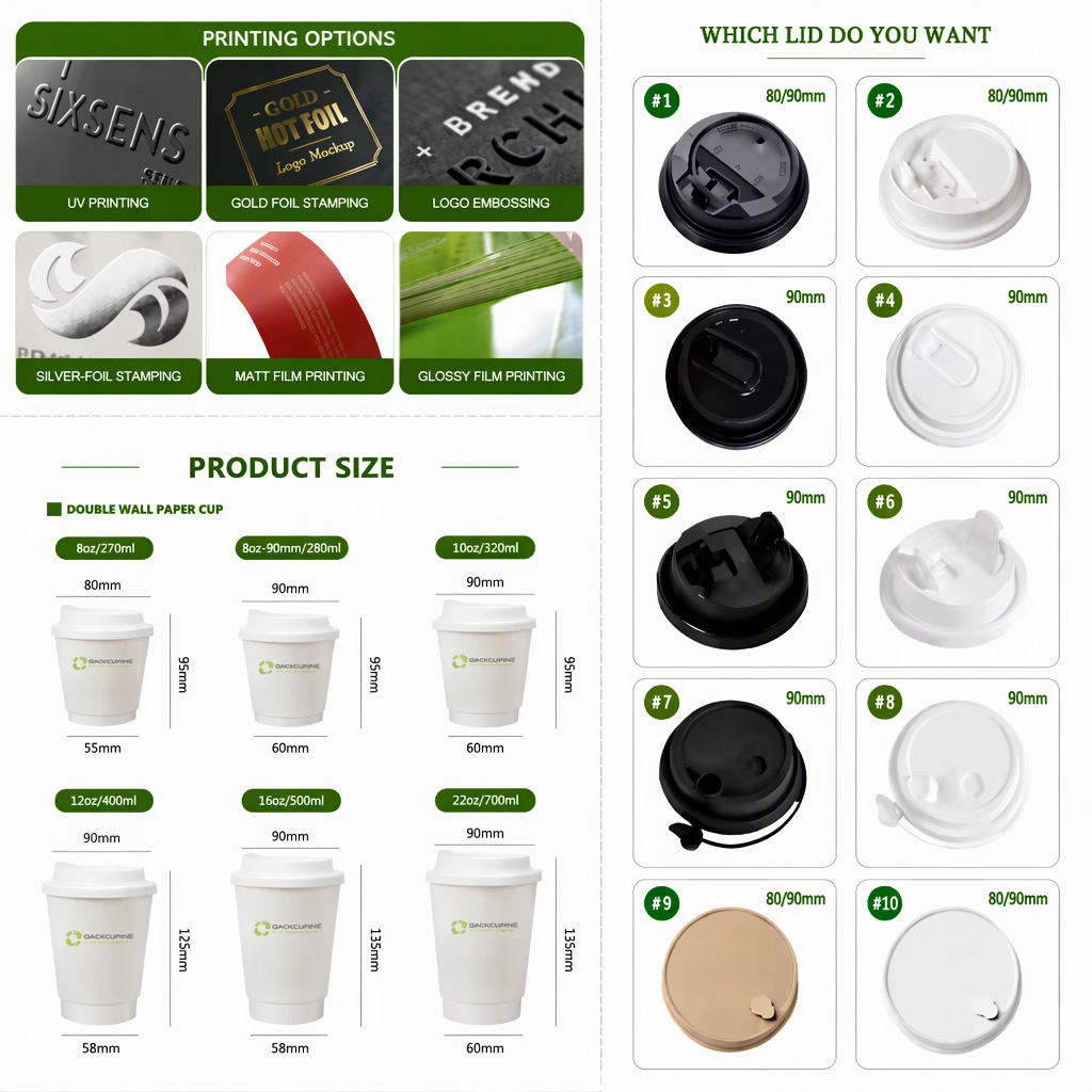 Biologisch abbaubarer Kraftpapier-Kaffeebecher mit Deckel 4