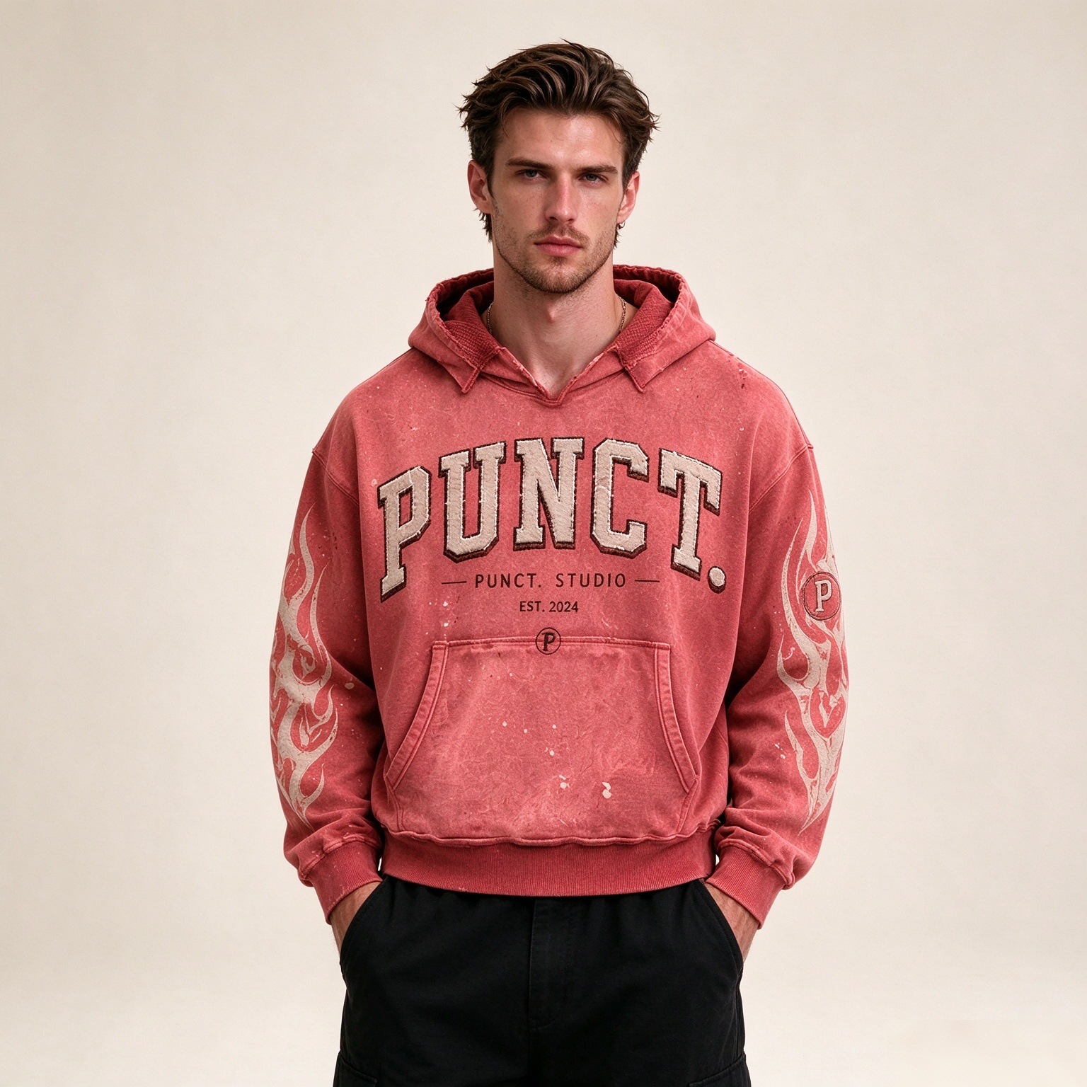 Acid-Wash Hoodie Vintage Boxy Schnitt 3