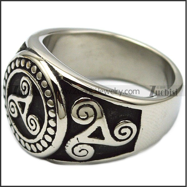 Retro Edelstahl Herren Siegelring Schwarz Silber 3