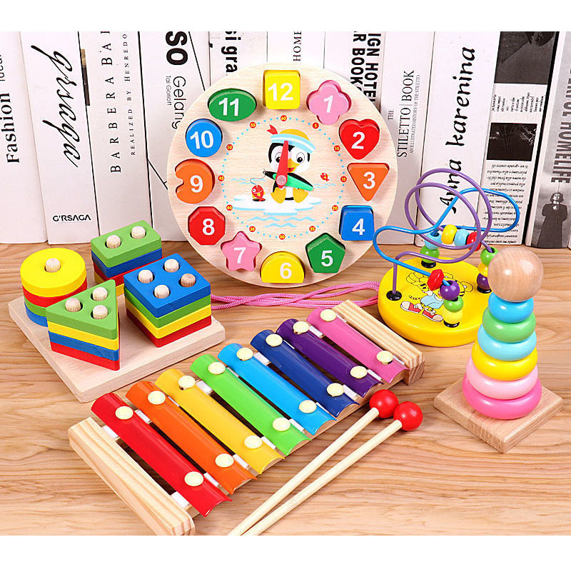 Holz-Regenbogenbausteine Montessori-Set für Kinder 2