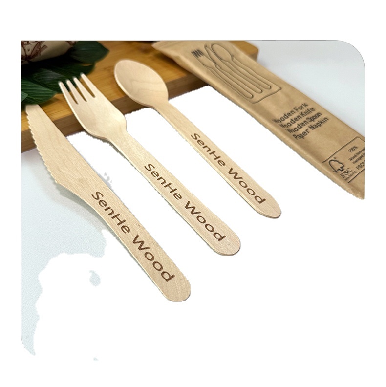 Vintage Holzbesteck-Set Kompostierbar 16cm