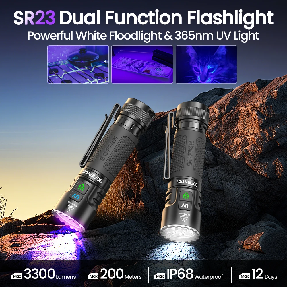 USB-C-Taschenlampe mit UV-Licht, 3300lm 2