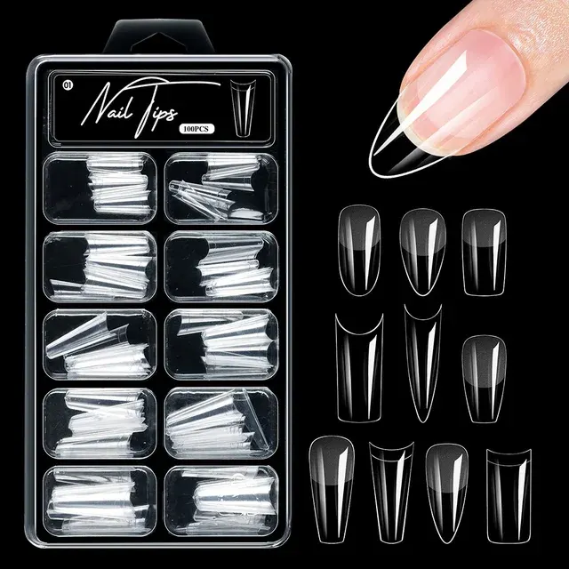Klare Sarg-Nagelspitzen, 100 Stück Box 1