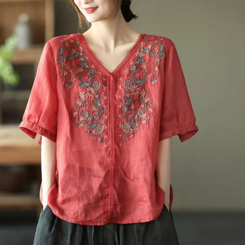 Damen-Stickbluse