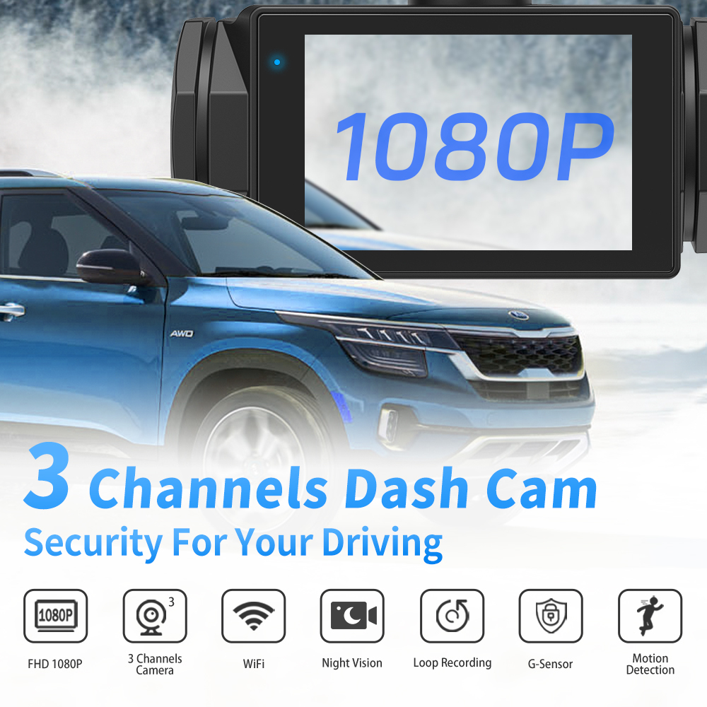 Full-HD Dashcam mit Dreifach-Kamera 3