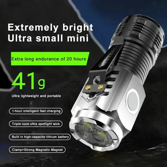 Wiederaufladbare LED-Mini-Taschenlampe mit Clip 4