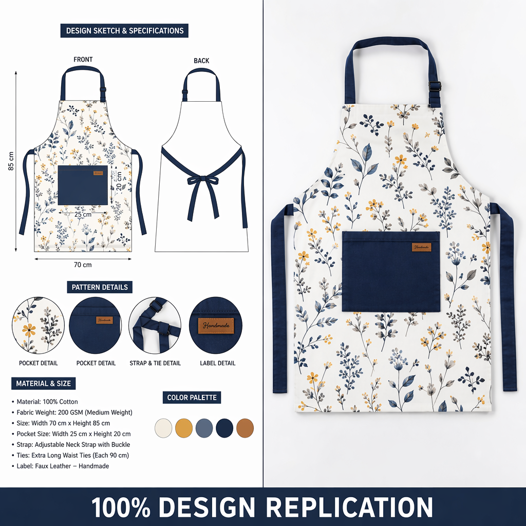 Japanische Chef-Schürze aus Polyester-Baumwolle 2