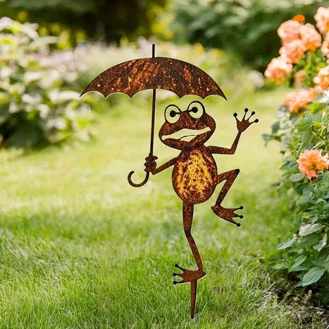 Metall-Gartenstecker Frosch