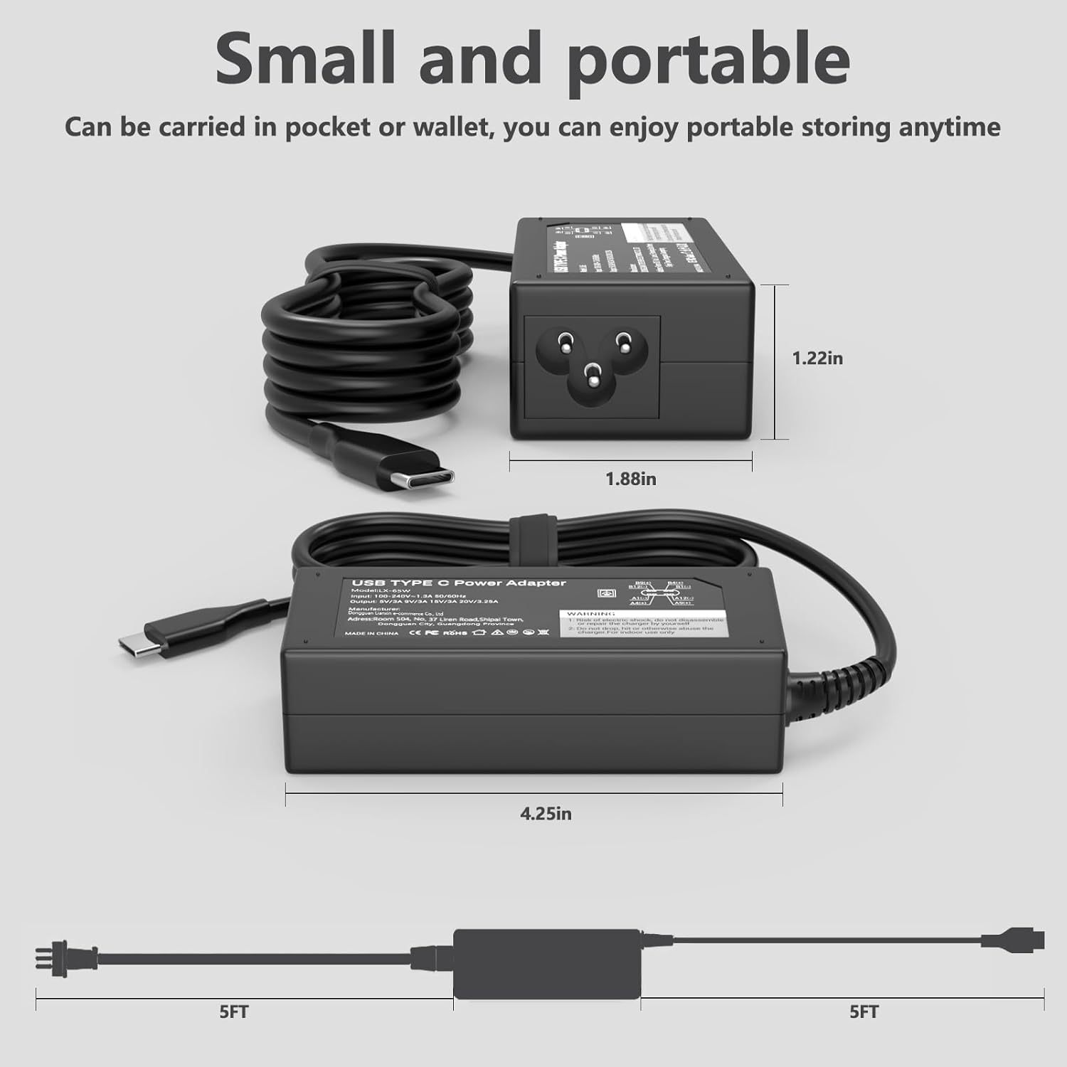 USB-C Laptop-Ladegerät 65W mit PD 3.0 3