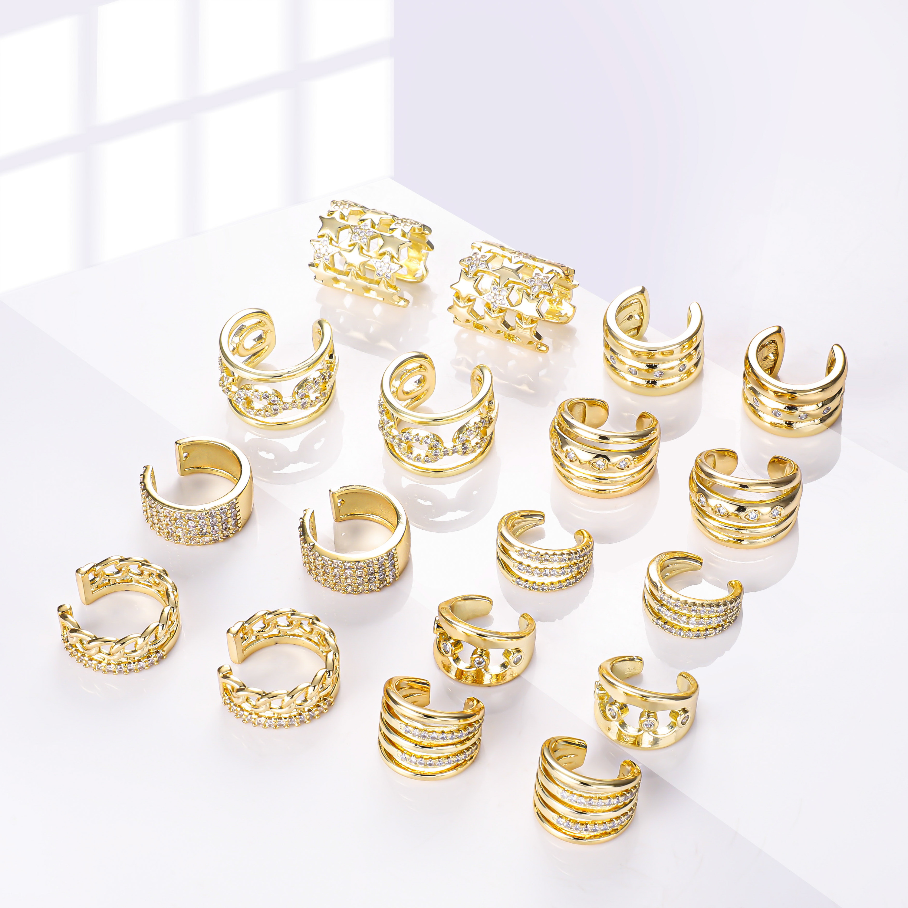 14K Vergoldete Zirkonia Ohrclips ohne Piercing