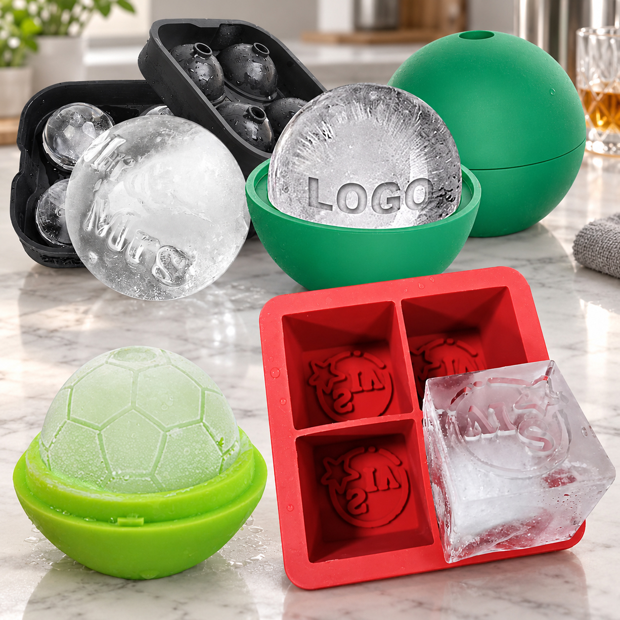 Silikon-Eiskugelform für Whiskey, rund 2