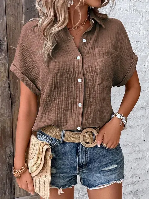 Baumwollbluse mit Umlegekragen 4