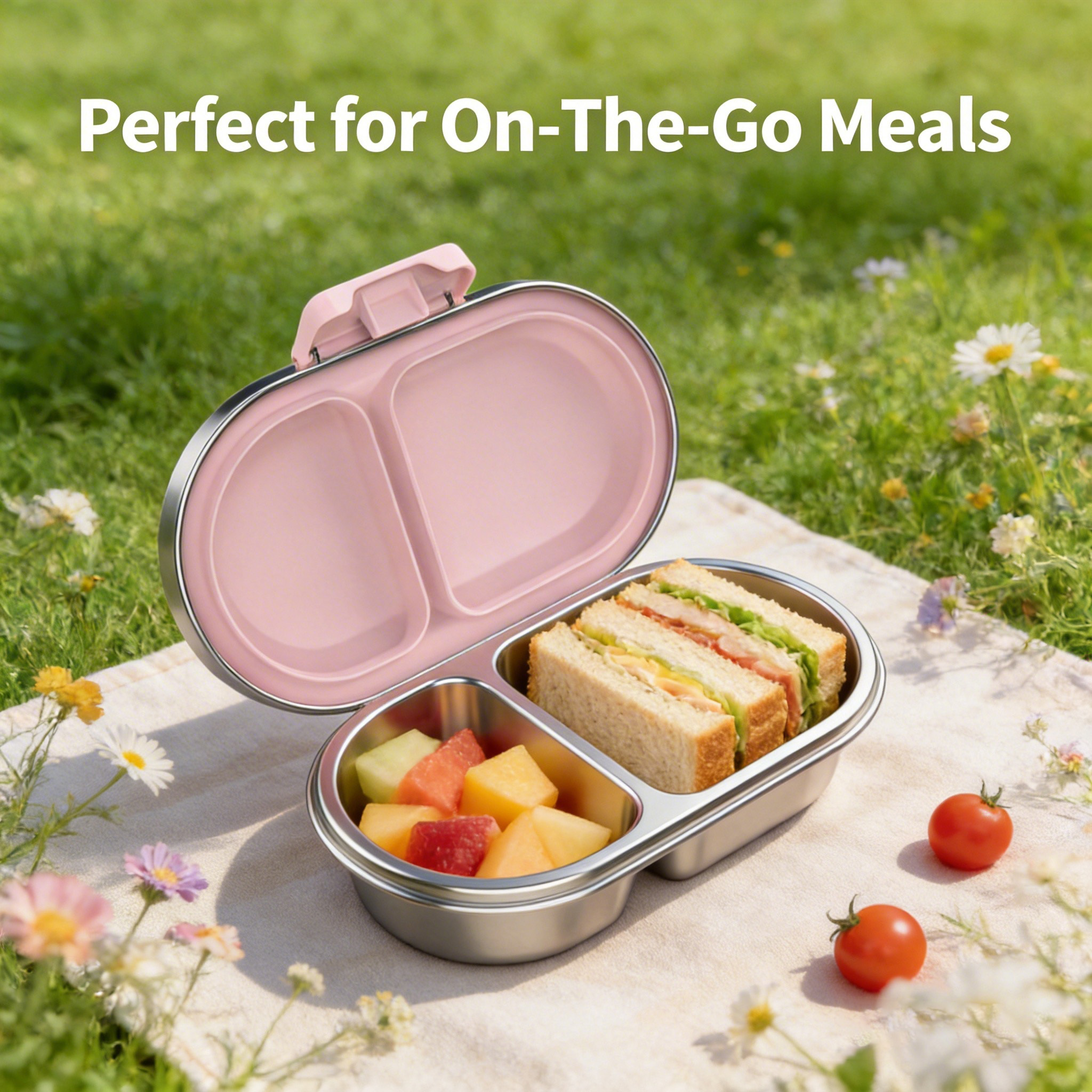 Auslaufsichere Edelstahl-Bento-Box mit 2 Fächern 2
