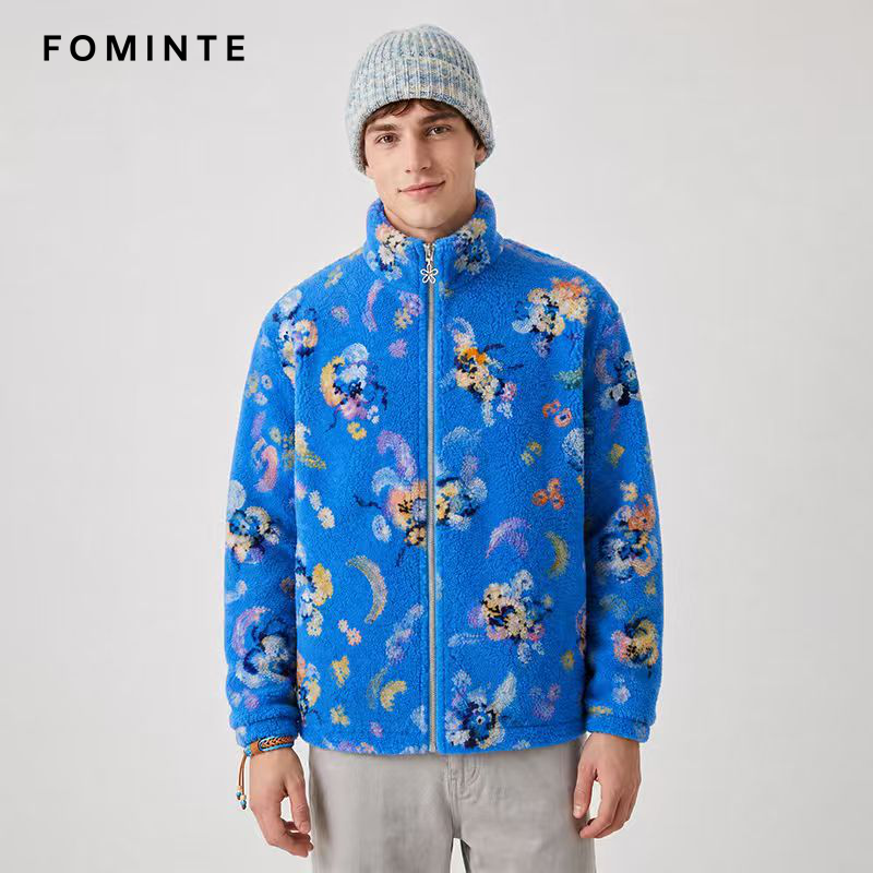 Blaue Sherpa-Fleecejacke Unisex Winterjacke 3