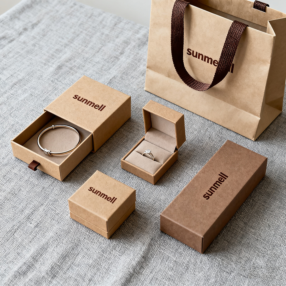 Braune Schubladen-Schmuckbox aus Karton 4